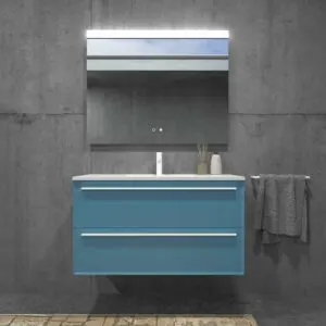Mobile bagno sospeso 2 cassetti BREMA con lavabo Solid Surface BLUE PASTEL