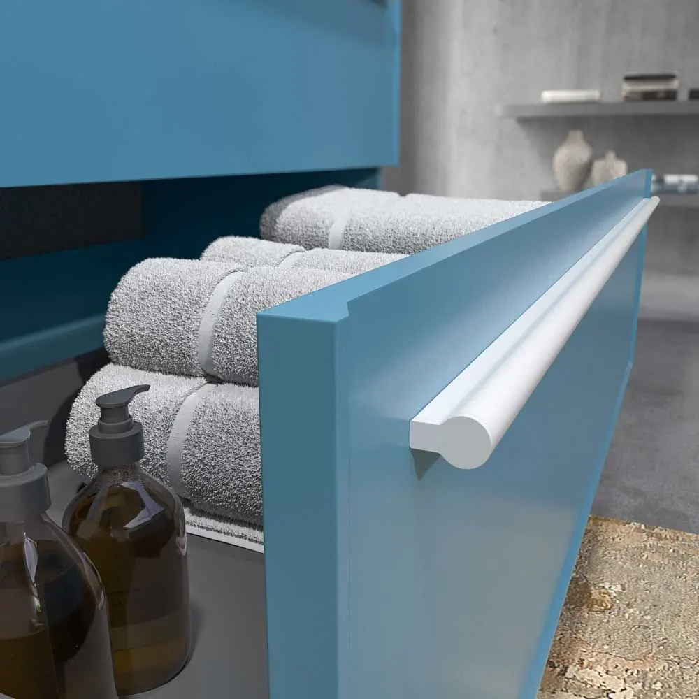 Mobile bagno sospeso 2 cassetti BREMA con lavabo Solid Surface BLUE PASTEL - immagine 2