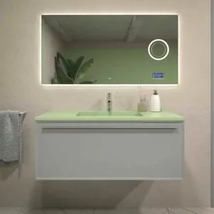 Mobile bagno sospeso 1 cassetto BREMA con lavabo Solid Surface GREY POWDER GRAY