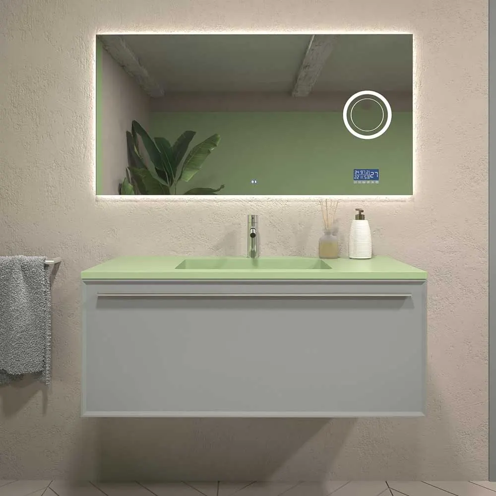 Mobile bagno sospeso 1 cassetto BREMA con lavabo Solid Surface GREY POWDER GRAY