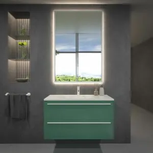 Mobile bagno sospeso 2 cassetti BREMA con lavabo Solid Surface GREEN PATINA