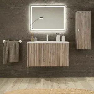 Mobiletto bagno sospeso MILO 1 cassetto in finitura ROVERE CENERE