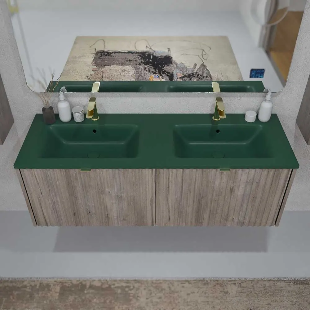 Mobili da bagno MILO sospesi 2 cassetti in finitura ROVERE ASH - immagine 8