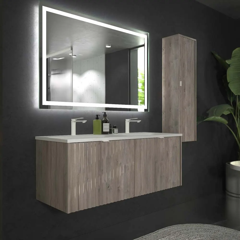 Mobili da bagno MILO sospesi 2 cassetti in finitura ROVERE ASH - immagine 6
