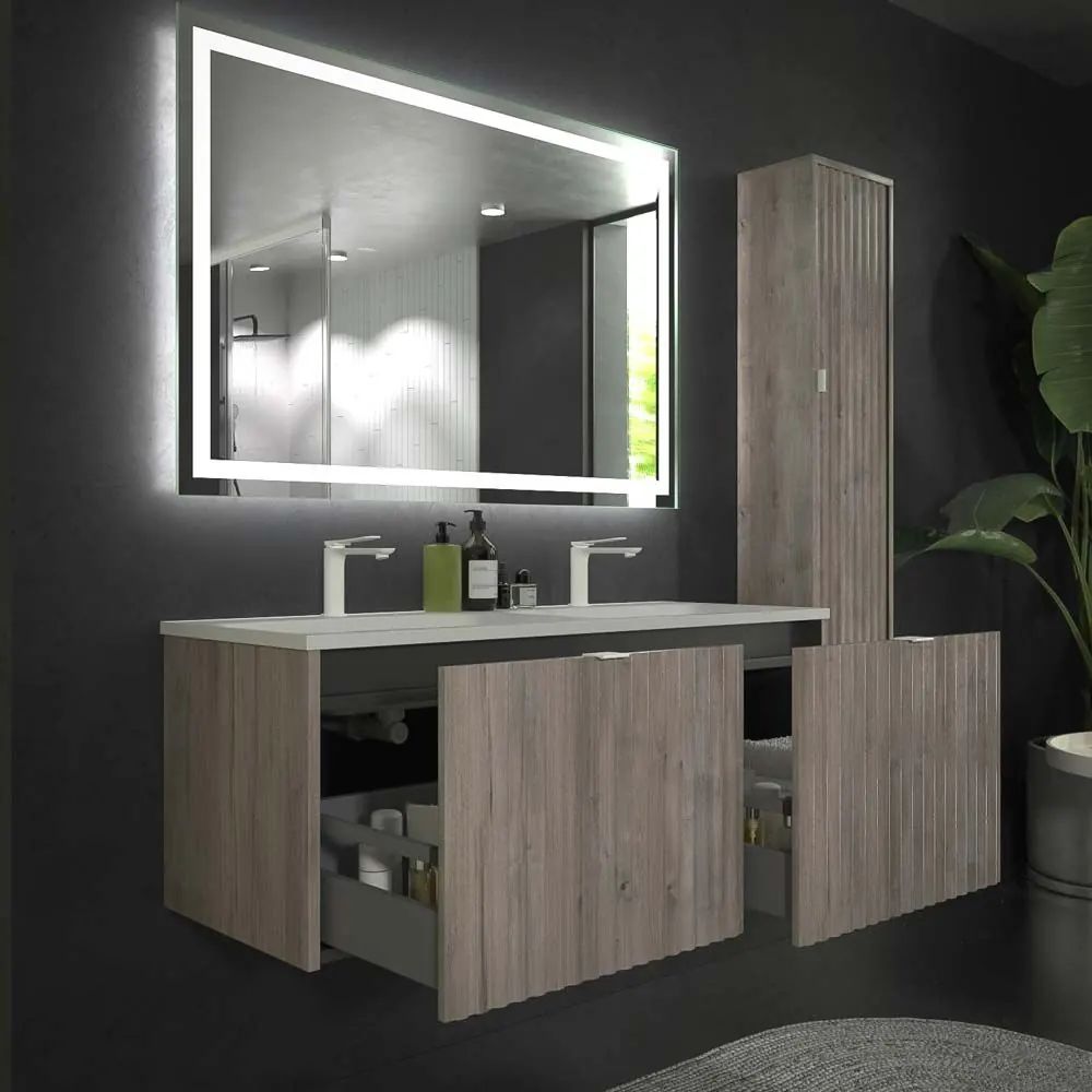 Mobili da bagno MILO sospesi 2 cassetti in finitura ROVERE ASH - immagine 5