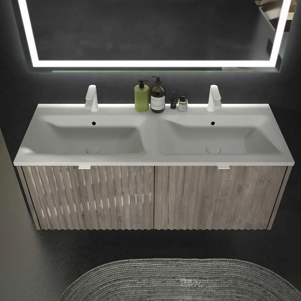 Mobili da bagno MILO sospesi 2 cassetti in finitura ROVERE ASH - immagine 3