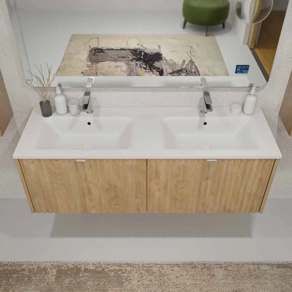 Mobili da bagno MILO sospesi 2 cassetti finitura TEXAS OAK - immagine 6