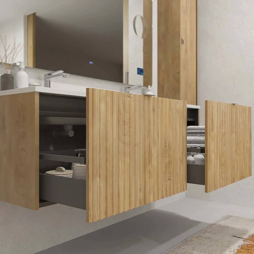 Mobili da bagno MILO sospesi 2 cassetti finitura TEXAS OAK - immagine 2