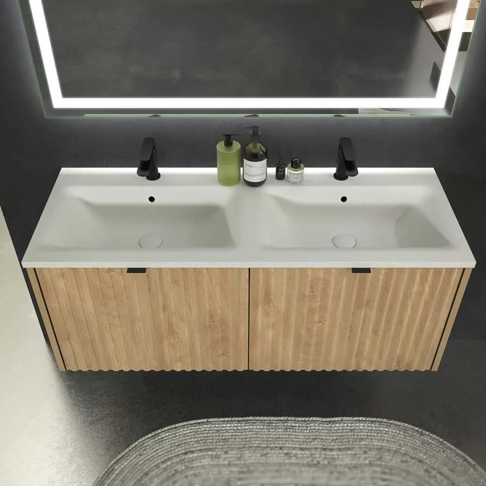 Mobili da bagno MILO sospesi 2 cassetti finitura TEXAS OAK - immagine 7
