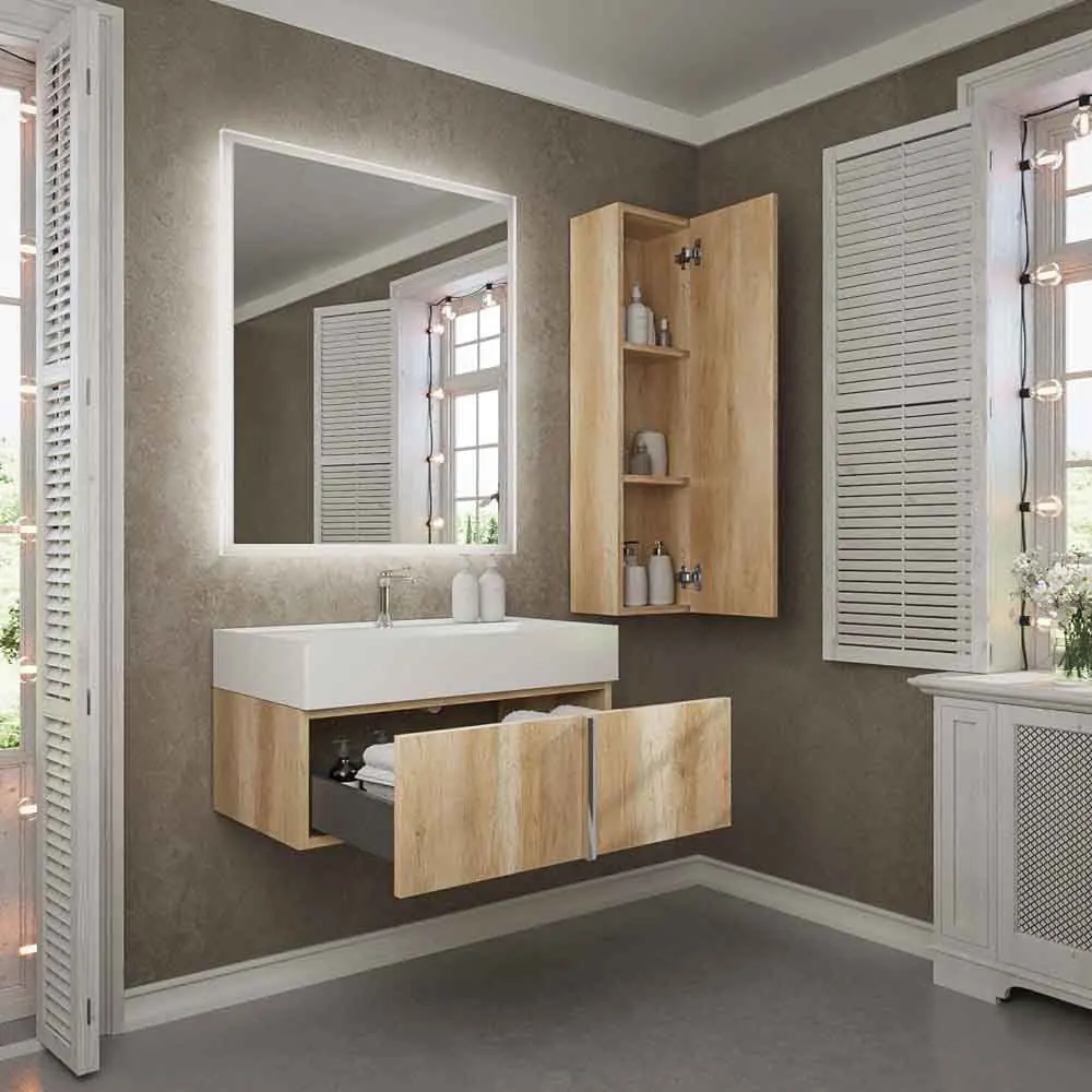 Mobiletto bagno sospeso NORMA 1 cassetto in finitura ROVERE SONOMA - immagine 6