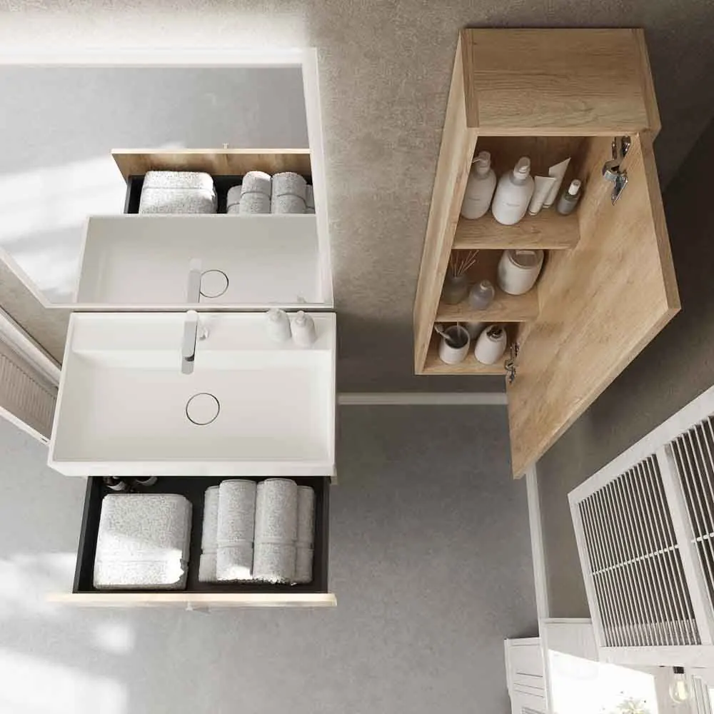 Mobiletto bagno sospeso NORMA 1 cassetto in finitura ROVERE SONOMA - immagine 4