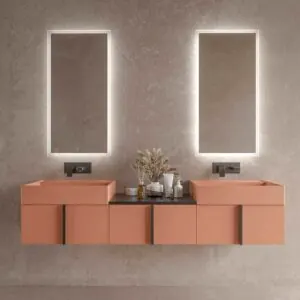 Mobiletto bagno sospeso NORMA a 3 cassetti in finitura ROSA PARDO