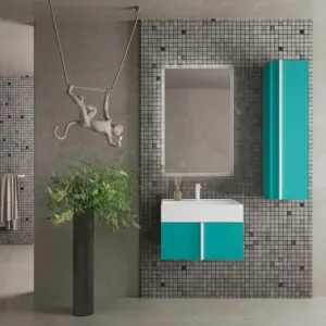 Mobiletto bagno sospeso NORMA 1 cassetto finitura BLU TURCHESE