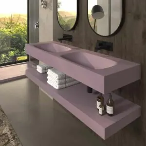 Lavabo sospeso a doppia vasca SOLID SURFACE Violet LIDO