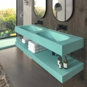 SOLID SURFACE LIDO lavabo sospeso a due vasche Ultramarine