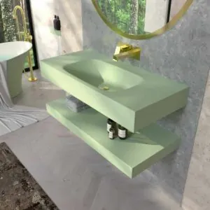 SOLID SURFACE lavabo singolo sospeso SOLID SURFACE Verde Bianco sporco