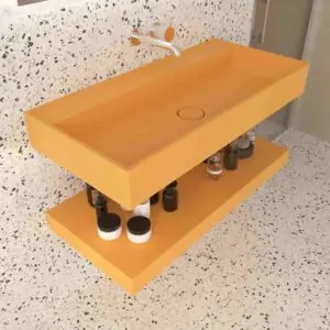 TOTEM lavabo singolo sospeso SOLID SURFACE Giallo zafferano