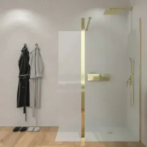 Cabina doccia fissa + a battente ZEN - Vetro 8 mm + 6 mm - ORO COMPAGNO
