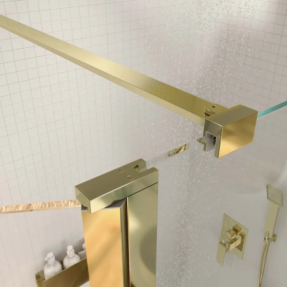 Cabina doccia fissa + a battente ZEN - Vetro 8 mm + 6 mm - ORO COMPAGNO - immagine 3