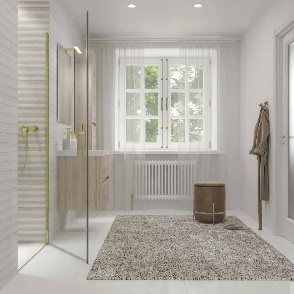 Cabina doccia frontale OPEN 1 porta a soffietto su misura. Finitura ORO OPACO - immagine 4