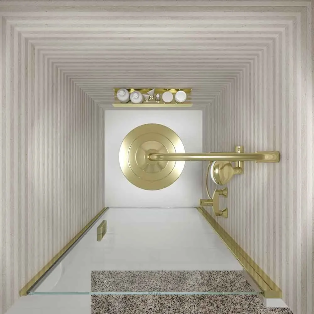 Cabina doccia frontale OPEN 1 porta a soffietto su misura. Finitura ORO OPACO - immagine 2