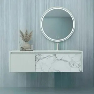 Mobili da bagno DUPLEX sospesi 2 cassetti finitura marmo CALACATTA/MATTE WHITE