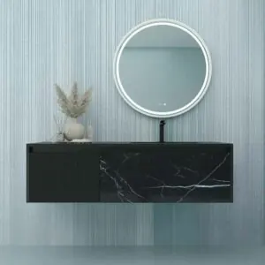 Mobile bagno DUPLEX sospeso 2 cassetti finitura marmo NERO MARQUINA / NERO