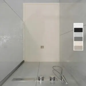 ABSOLUTE Piatto doccia in resina con cornice crema – texture ardesia – antibatterico e antiscivolo. Colori da scegliere.