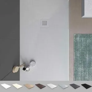 Piatto doccia MYSTONE Arena in resina e altri colori esclusivi con texture ardesia antibatterica e antiscivolo