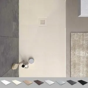 Piatto doccia in resina MYSTONE Crema e altri colori esclusivi struttura antibatterica e antiscivolo ardesia