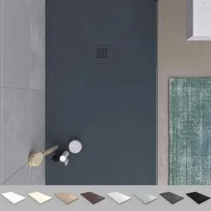 MYSTONE Piatto doccia in resina grafite dall’esclusiva texture ardesia antibatterica e antiscivolo