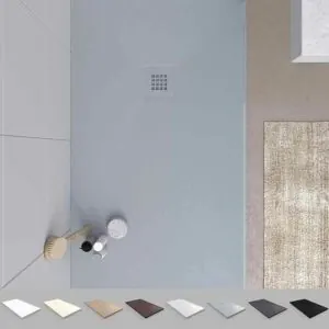 Piatto doccia in resina MYSTONE Grigio cemento e altri colori esclusivi texture ardesia antibatterica e antiscivolo