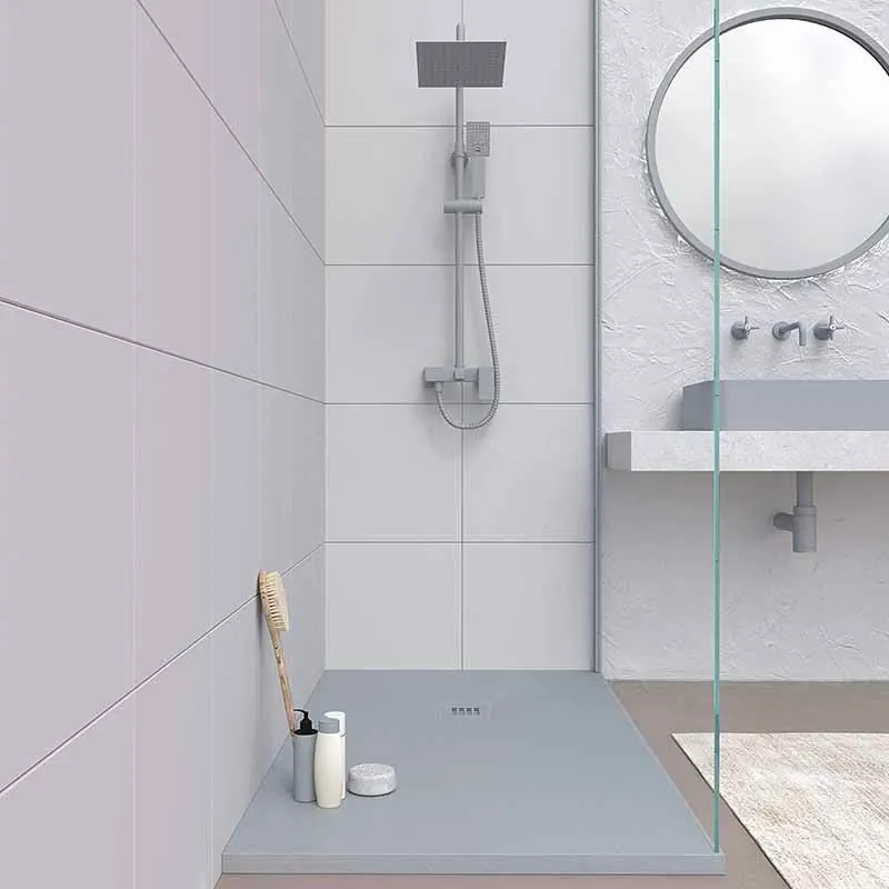 Piatto doccia in resina MYSTONE Grigio Cemento RAL 7005 e altri colori esclusivi, texture ardesia, antibatterico e antiscivolo - immagine 2