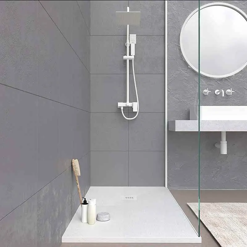 Piatto doccia in resina MYSTONE Bianco RAL 9003 e altri colori esclusivi, texture ardesia, antibatterico e antiscivolo - immagine 2