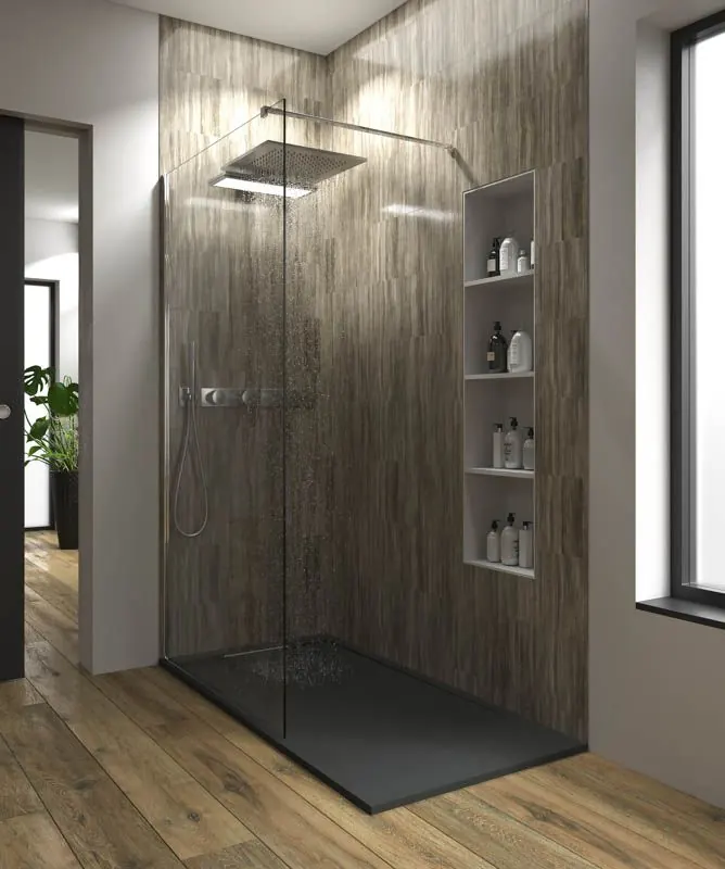 Piatto doccia in resina con cornice SYSTEM Graphite – colori a scelta – texture ardesia – antibatterico e antiscivolo - immagine 4
