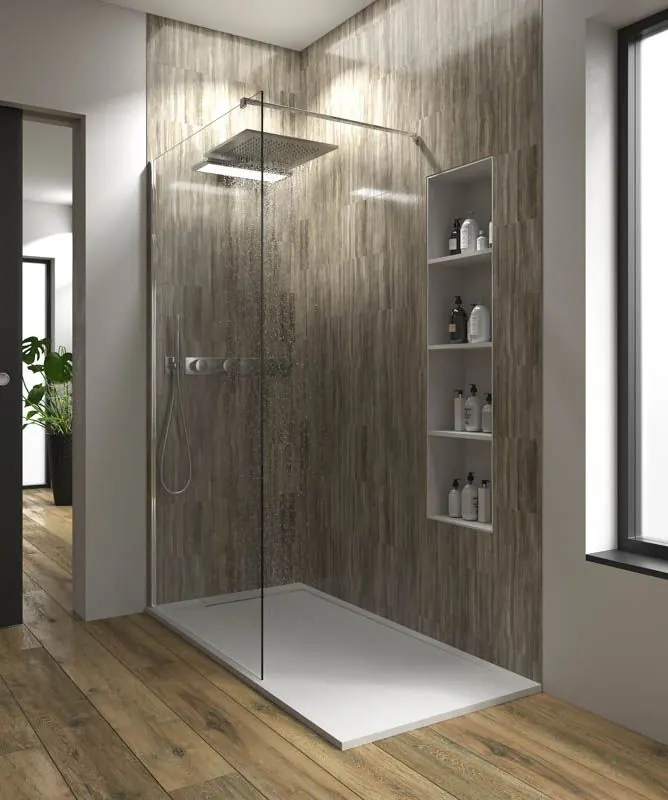 SYSTEM Piatto doccia in resina con cornice bianca – colori a scelta – texture ardesia – antibatterico e antiscivolo - immagine 4
