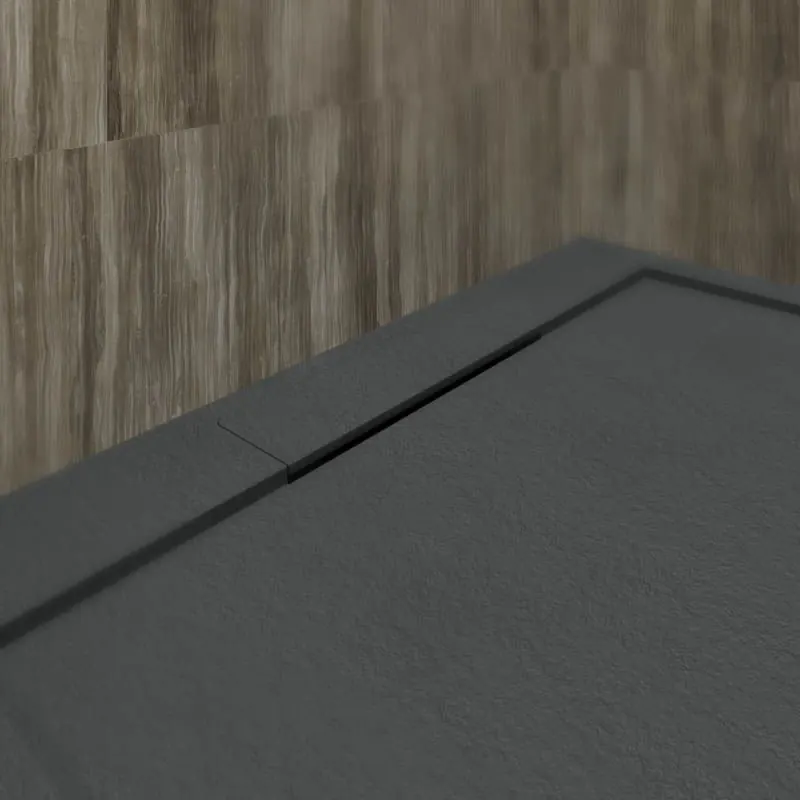 Piatto doccia in resina con cornice SYSTEM Graphite – colori a scelta – texture ardesia – antibatterico e antiscivolo - immagine 3