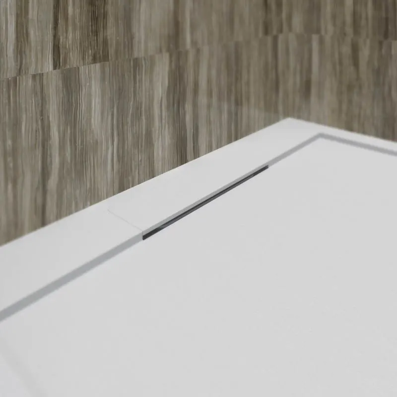SYSTEM Piatto doccia in resina con cornice bianca – colori a scelta – texture ardesia – antibatterico e antiscivolo - immagine 3