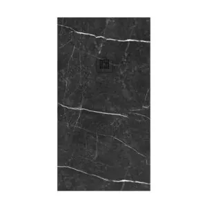 Piatto doccia in resina con texture ardesia. Effetto marmo nero Sahara – antiscivolo STONE 3D moderno