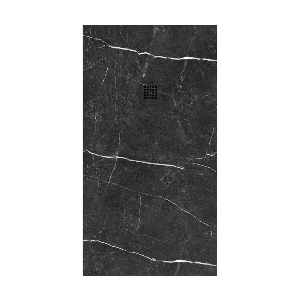 Piatto doccia in resina con texture ardesia. Effetto marmo nero Sahara – antiscivolo STONE 3D moderno