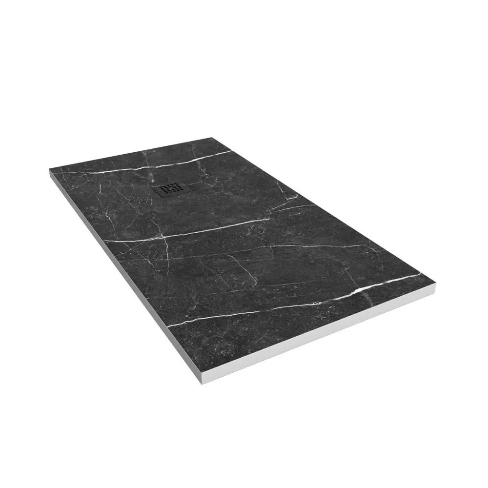 Piatto doccia in resina con texture ardesia. Effetto marmo nero Sahara – antiscivolo STONE 3D moderno - immagine 2