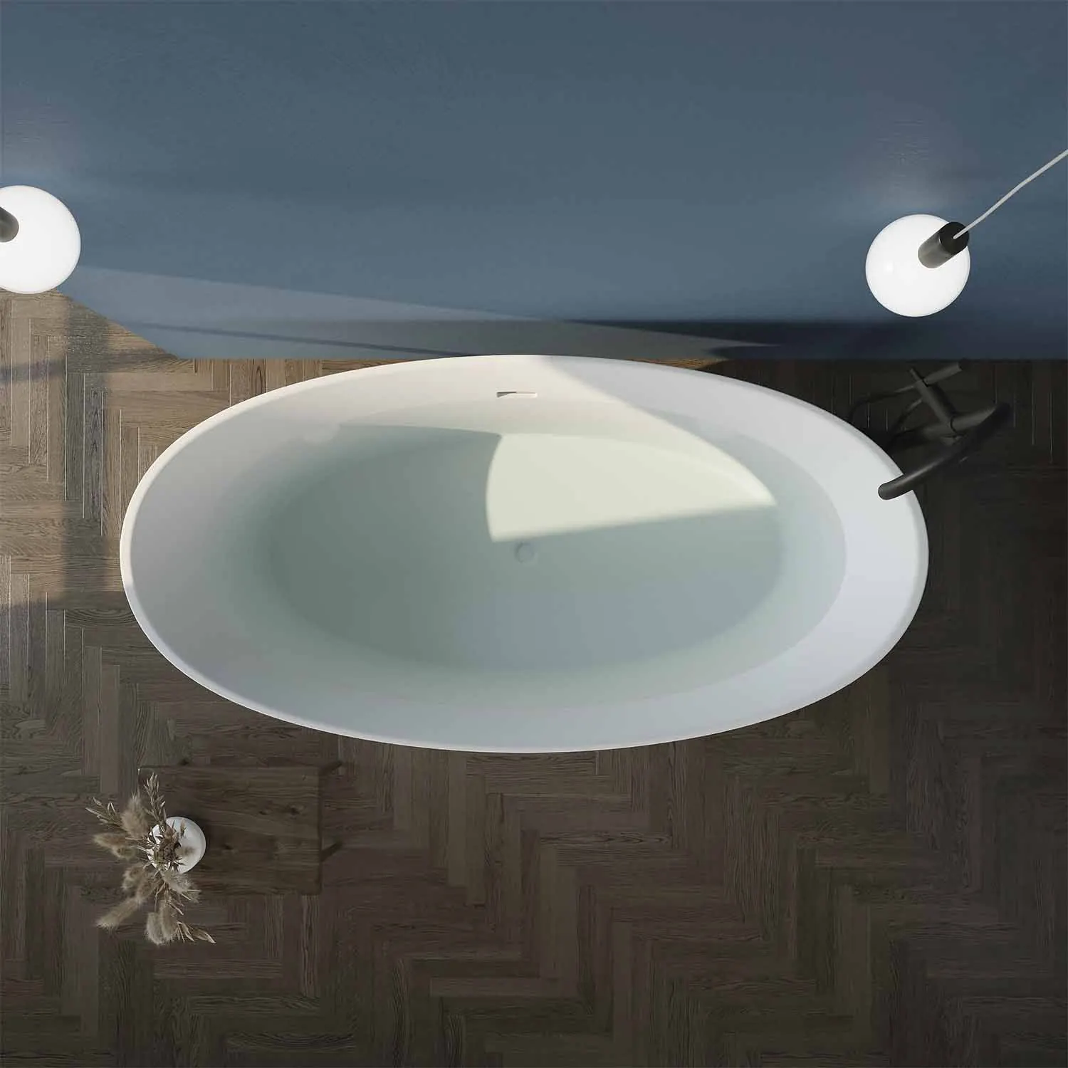 Vasca freestanding ALYA ovale solid surface 170×78.6 cm - immagine 3