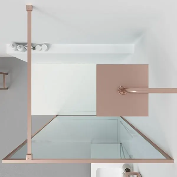 Parete doccia fissa su misura LINE con profili intelaiati - Vetro 8 MM con trattamento anticalcare incluso - Braccio di sostegno in acciaio inox. - immagine 3