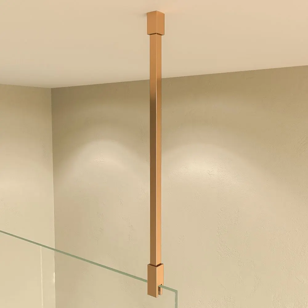 Parete doccia fissa ZEN Profilo rame - Vetro 8 MM con trattamento anticalcare incluso - Braccio di fissaggio in acciaio inox. estensibile - immagine 5