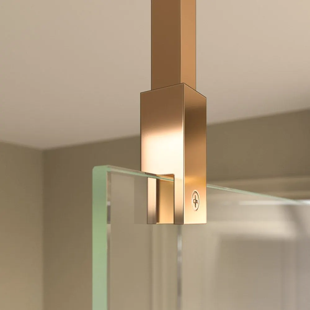 Parete doccia fissa ZEN Profilo rame - Vetro 8 MM con trattamento anticalcare incluso - Braccio di fissaggio in acciaio inox. estensibile - immagine 4
