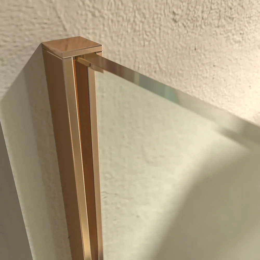 Parete doccia fissa ZEN Profilo rame - Vetro 8 MM con trattamento anticalcare incluso - Braccio di fissaggio in acciaio inox. estensibile - immagine 2