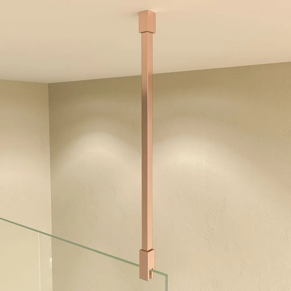 Parete doccia fissa ZEN Profilo rame - Vetro 8 MM con trattamento anticalcare incluso - Braccio di fissaggio in acciaio inox. estensibile - immagine 6