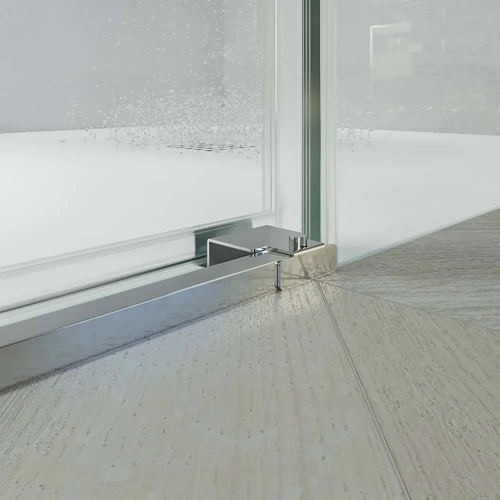 TECH HIGH parete doccia frontale 1 fissa – 1 scorrevole anta in vetro 8 mm. ACCIAIO INOX realizzato a soffitto - immagine 5