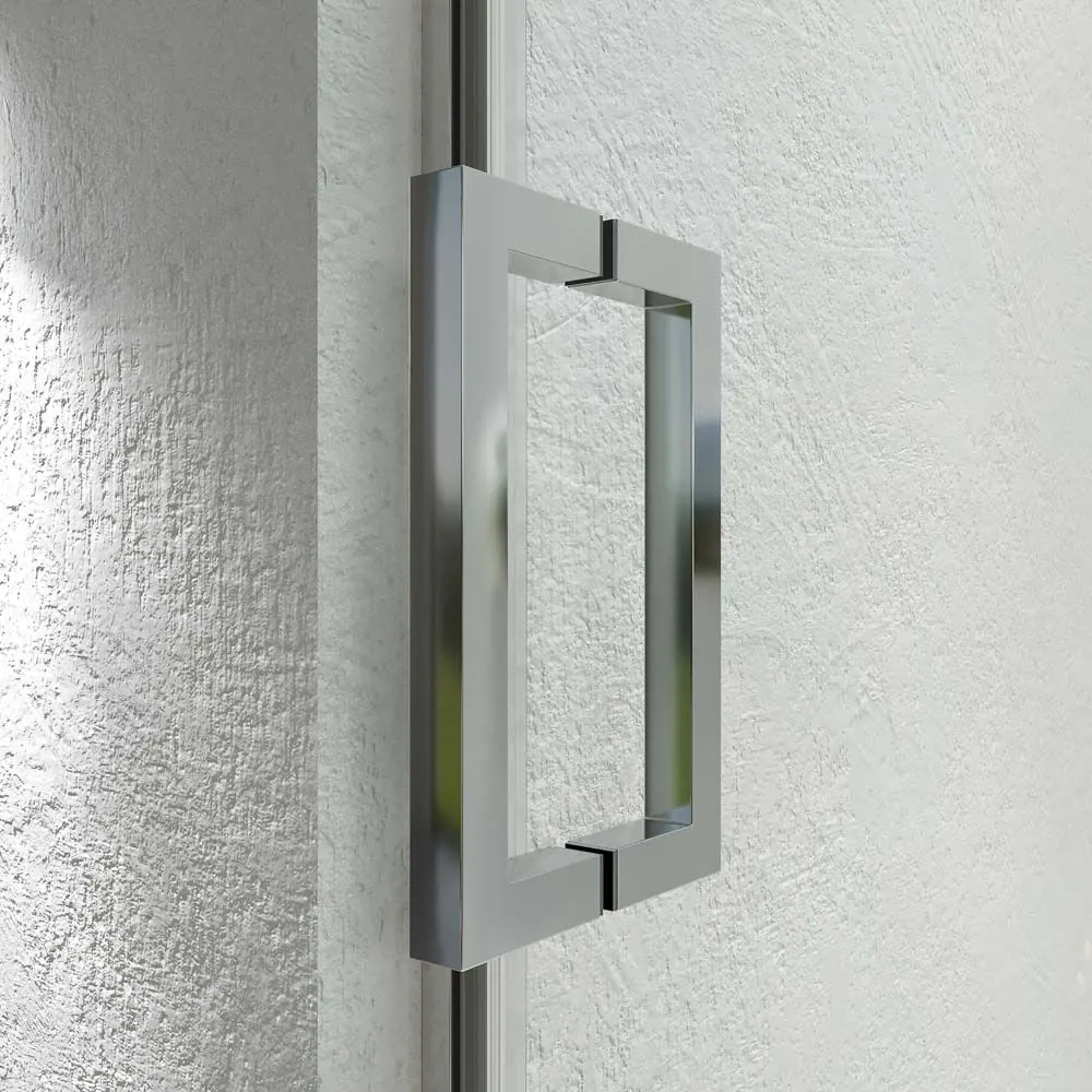 TECH HIGH parete doccia frontale 1 fissa – 1 scorrevole anta in vetro 8 mm. ACCIAIO INOX realizzato a soffitto - immagine 6