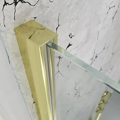Parete doccia fissa profilo ZEN Gold - Vetro 8 MM con trattamento anticalcare incluso - Braccio di fissaggio in acciaio inox. estensibile - immagine 2